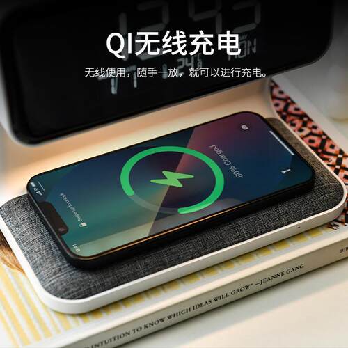 新款多功能无线充创意智能护眼台灯床头显示屏闹钟led氛围小夜灯