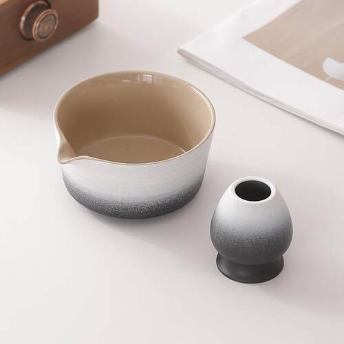新品Matcha2件套抹茶色磨砂砂釉土抹茶点茶茶具抹茶工具套装陶瓷