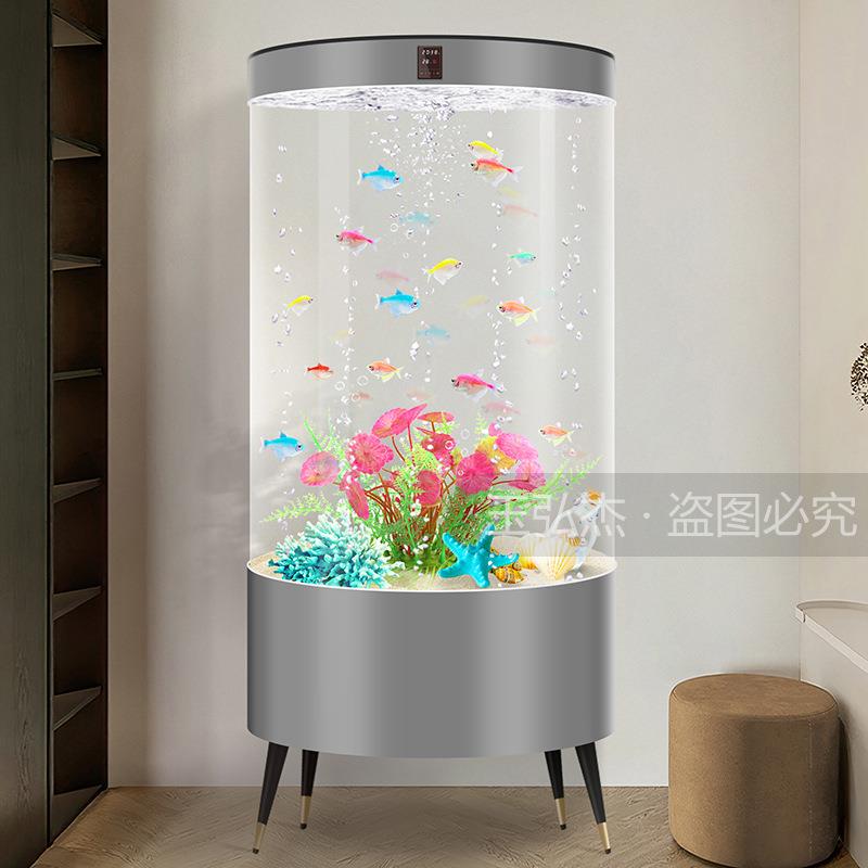 创意玻璃鱼缸圆形2025新款客厅中小型水族箱家用循环过滤免换水