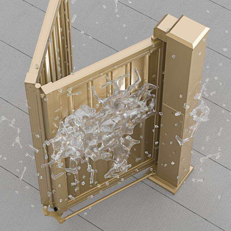 悬浮折叠别墅庭院大门室外封板现代铝合金香槟金农村围墙户外电动