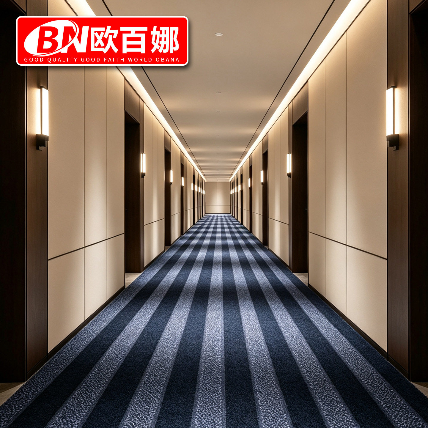 欧百娜酒店地毯纹走廊过道专用pvc地胶大面积商用客房工程地板