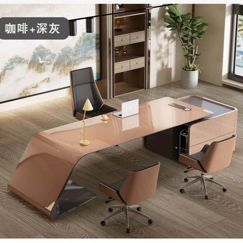 老板办公桌简约现代新款大班台个性科技感办公桌轻奢烤漆老板桌