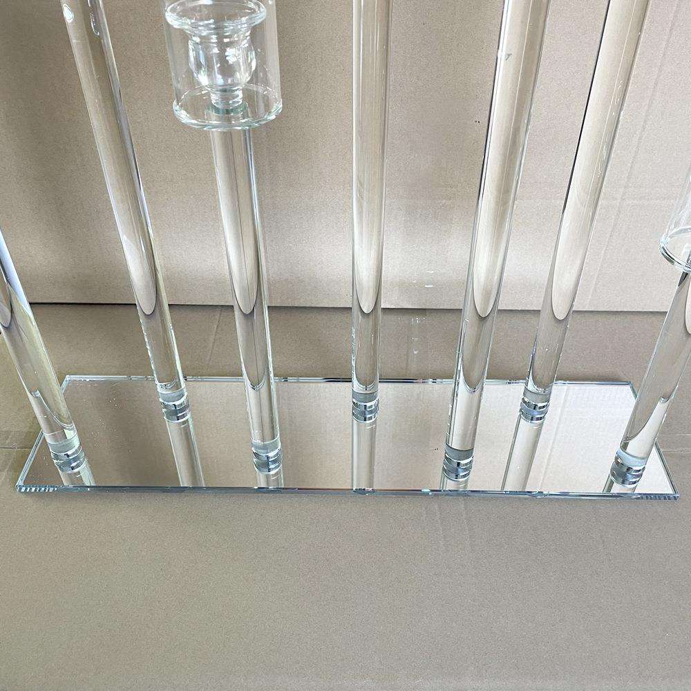 水晶烛台水晶工艺品8头烛台花架婚礼布景法式透明蜡烛台餐桌摆件