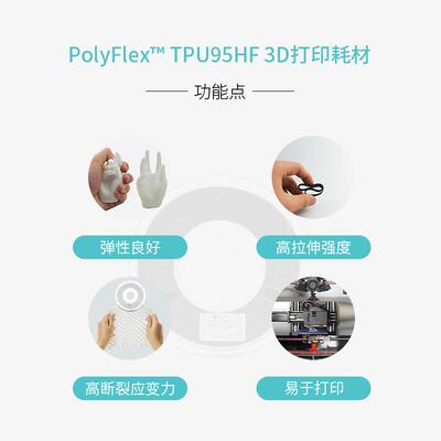 PolyFlex TPU95-HF 流动性、远/近端兼容、柔韧耐用的3D耗材 1.75