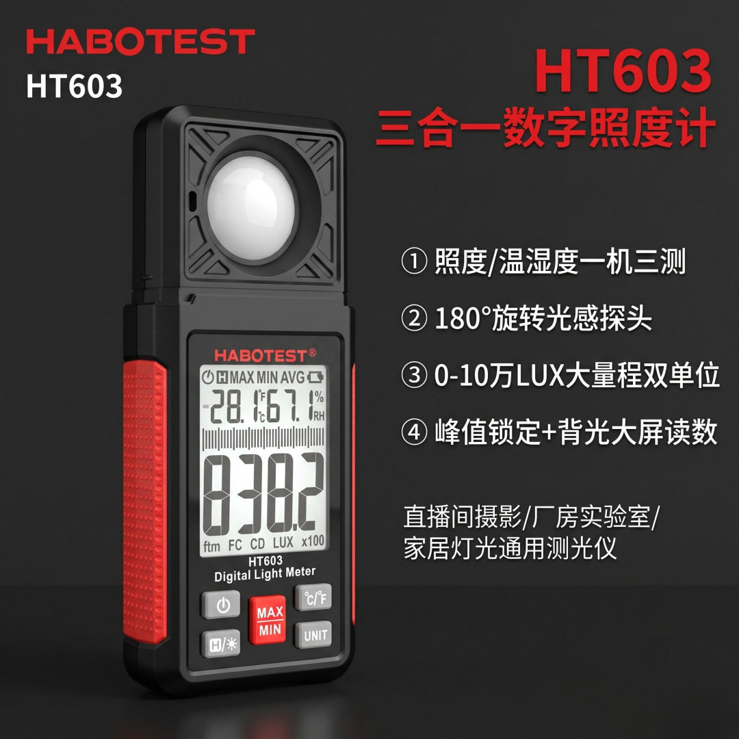 华博HT603照度计手持测光仪照度仪工业环境光度计迷你照度计测光