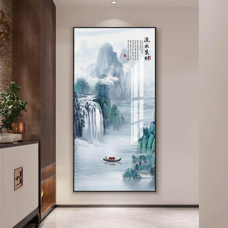 入户玄关装饰画单幅壁画大气新款酒店客厅走廊尽头风水招财挂画