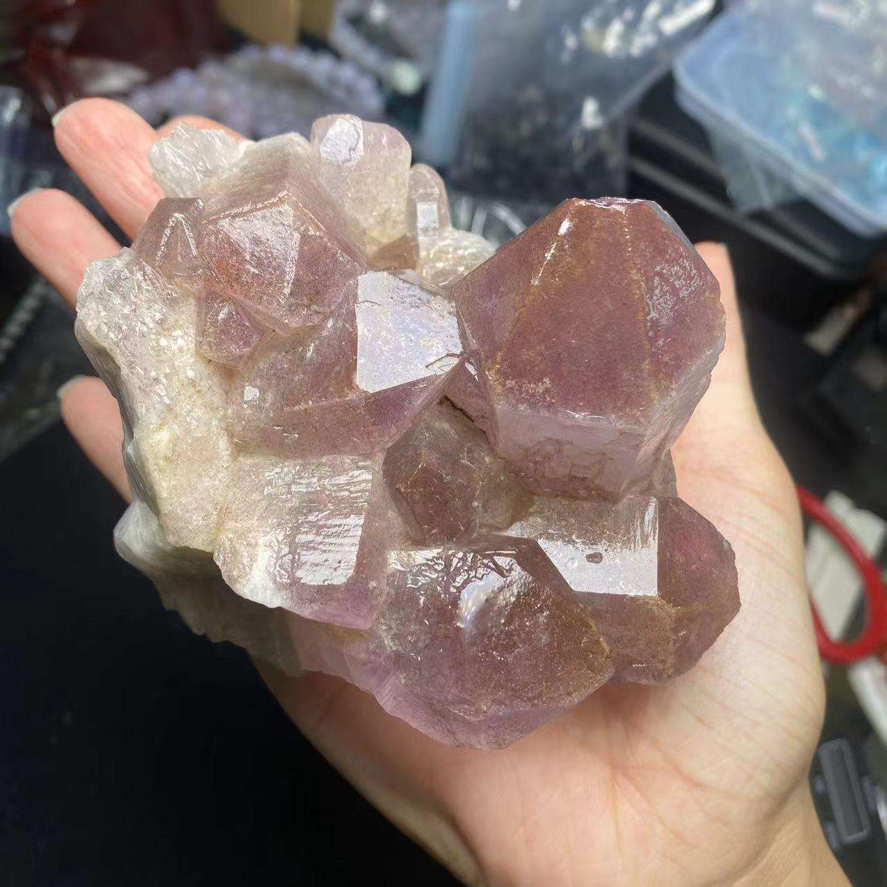 天然水晶紫水晶柱紫水晶原石摆件
