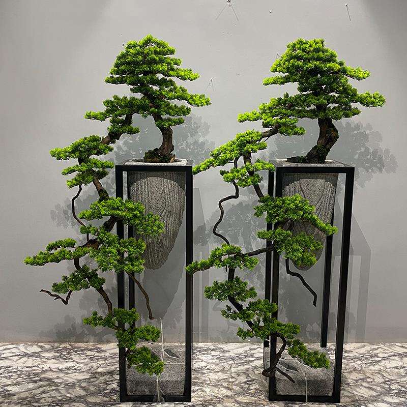 新中式迎客松落地摆件仿真树松树客厅玄关花架盆栽绿植装饰品造景