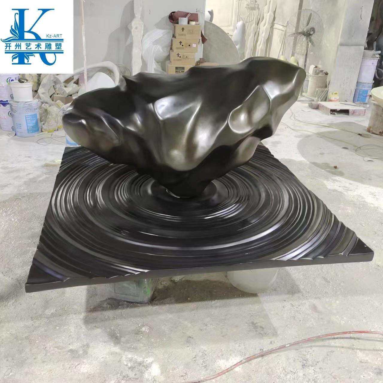 水波纹创意石头抽象雕塑艺术装置售楼处酒店大堂橱窗落地装饰摆件