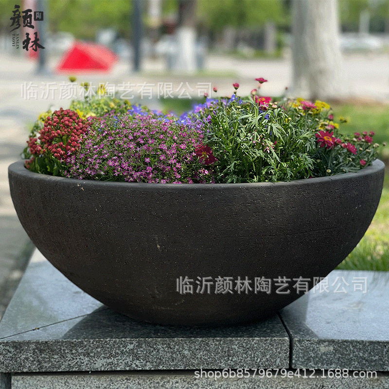 大花钵拼盘超大盆浅盆敞口盆大碗盆圆形花箱景观大口盆矮盆紫砂盆