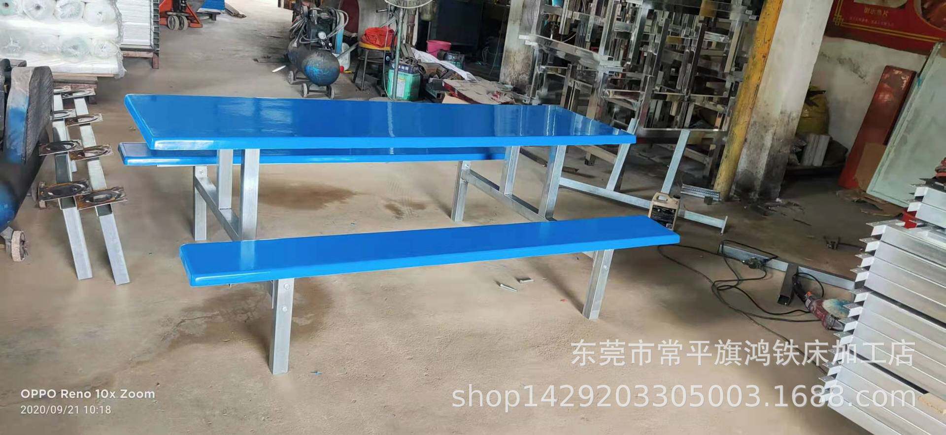 8人位员工玻璃钢餐桌 就餐桌 东莞饭店加厚快餐桌 员工餐桌