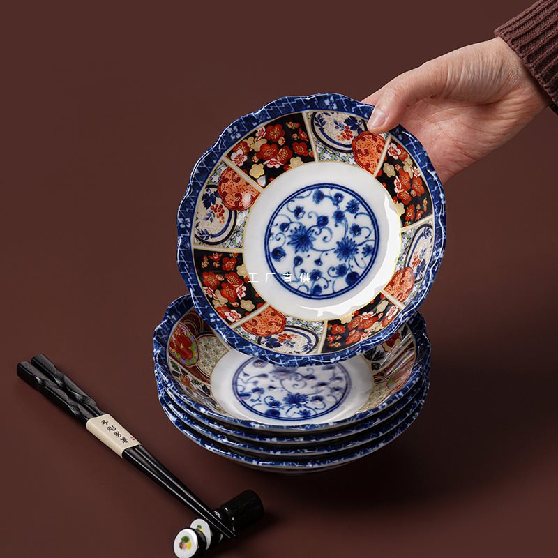 波佐见烧圆盘古伊万里家用陶瓷贴花复古菜盘大号批发圆盘