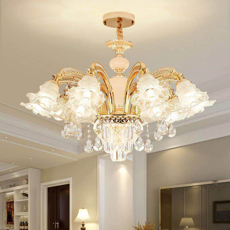 水晶吊灯2022年新款现简约欧式灯头朝下卧室饭厅餐厅客厅灯