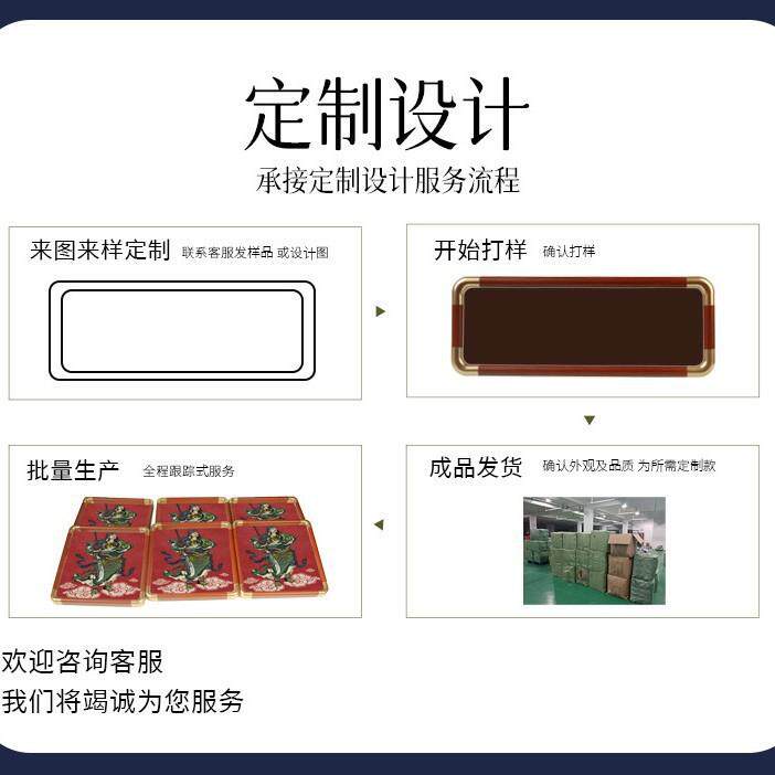 喜庆线条狗入户字画祝福语实木仿铜圆角相框摆件年年有余吉言摆设