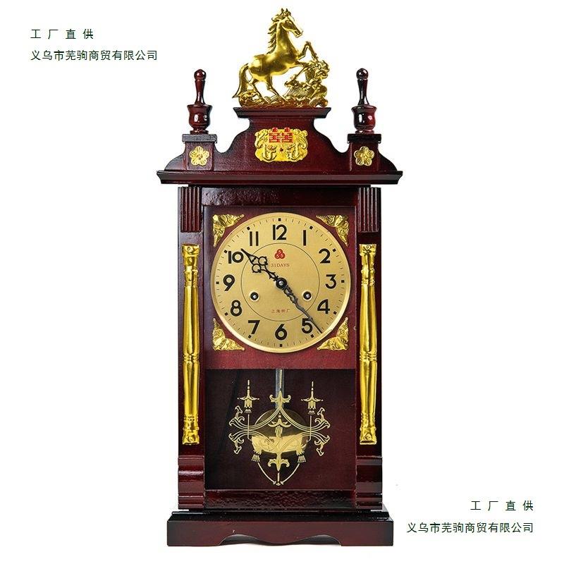机械座钟老式上弦链发条纯铜机芯台钟实木报时客厅中式机械挂钟表