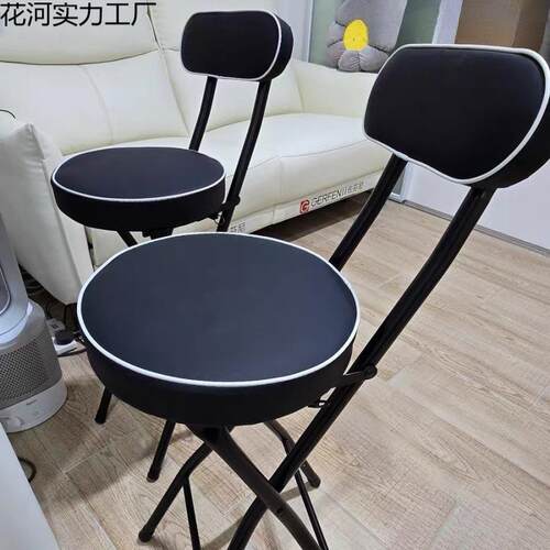 高脚凳可折叠折叠吧椅软垫吧台椅钢折椅折叠椅子高脚椅新款家用款
