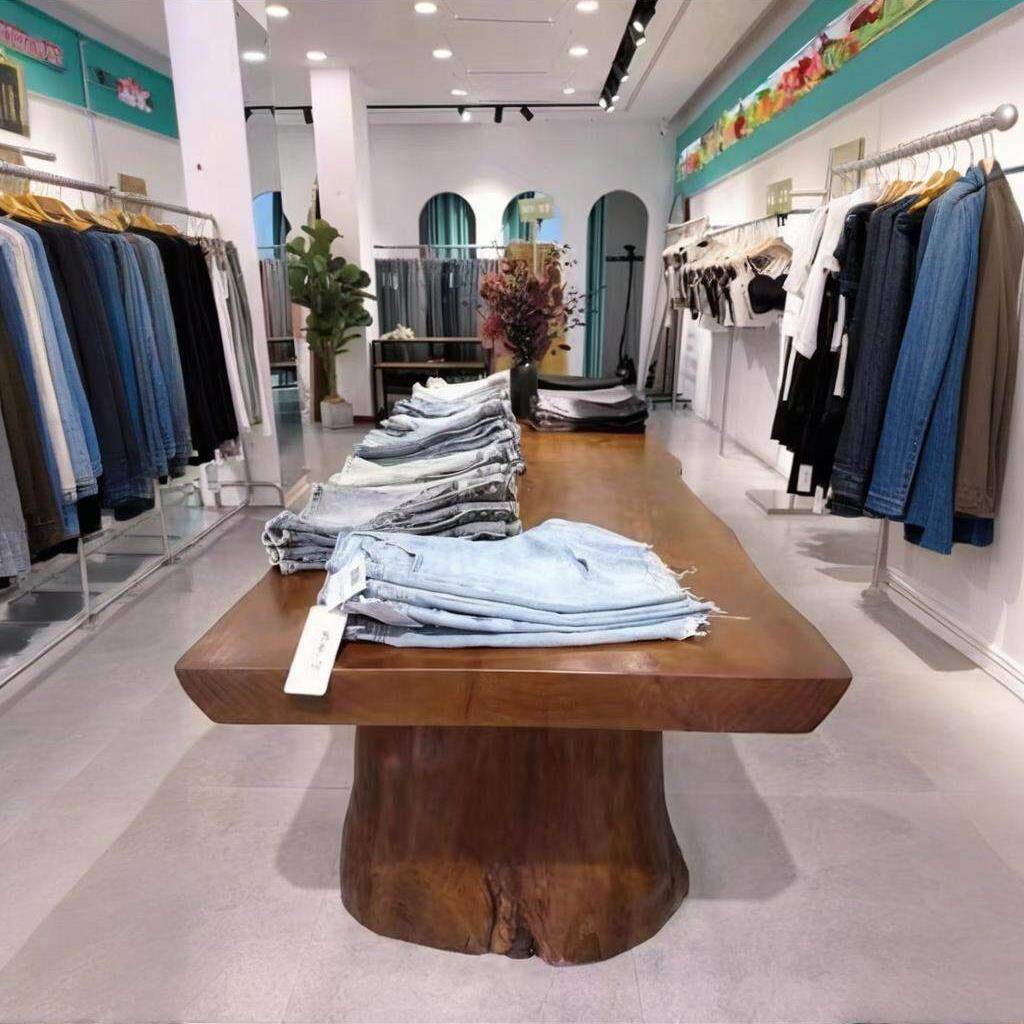 实木大板泡茶桌服装店花店鞋包摆放桌中岛流水台原木桌子展示长桌