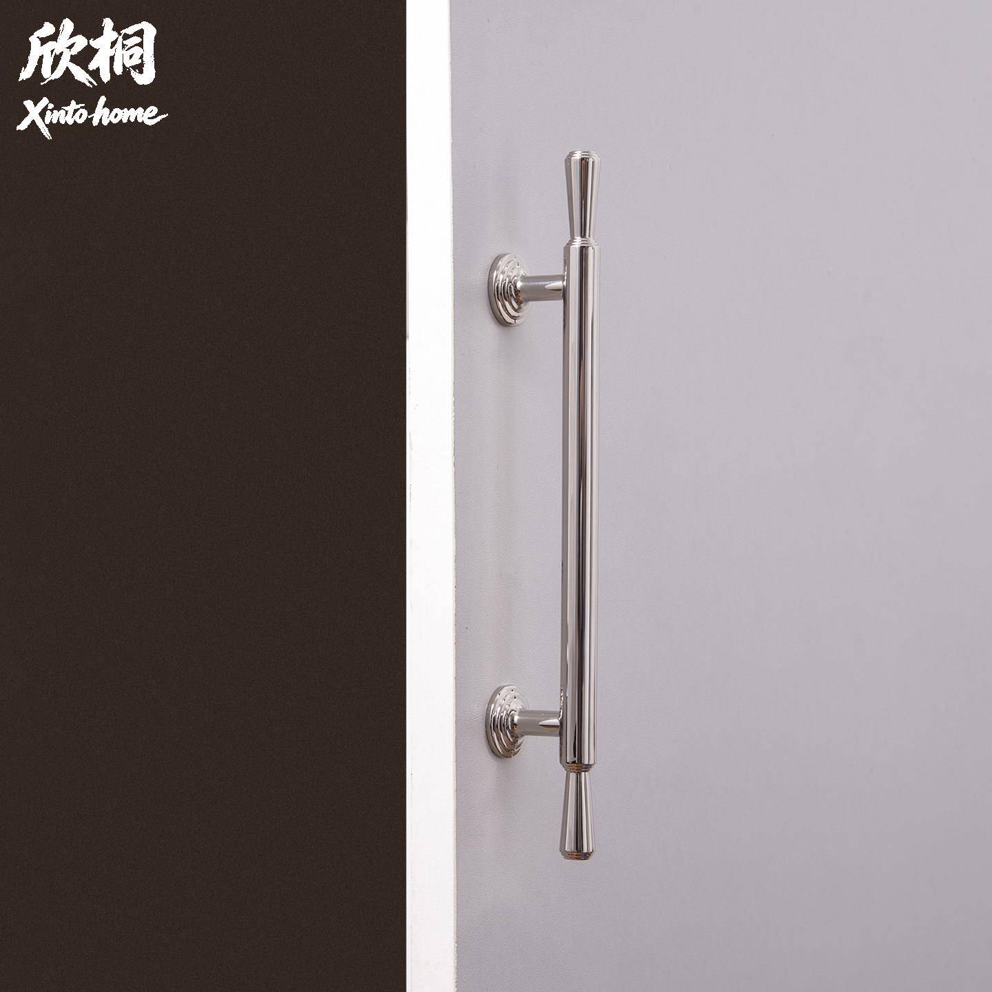 钛银柜门长把手鎏光絮锥锌合金电镀极简衣柜橱柜抽屉中古风长拉手