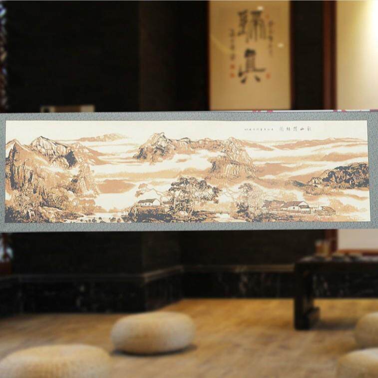 蔚县手工剪纸画 客厅装饰植物山水无框画轴 玄关剪纸竖幅挂画