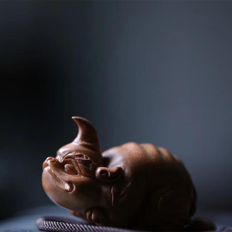老山檀香独角兽手把件檀香木雕刻钥匙扣挂件挂文玩挂坠手工雕刻