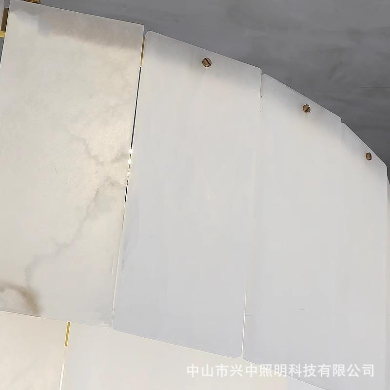 后现代全铜云石高端吊灯北欧轻奢客厅餐厅中空复式楼别墅大厅铜灯