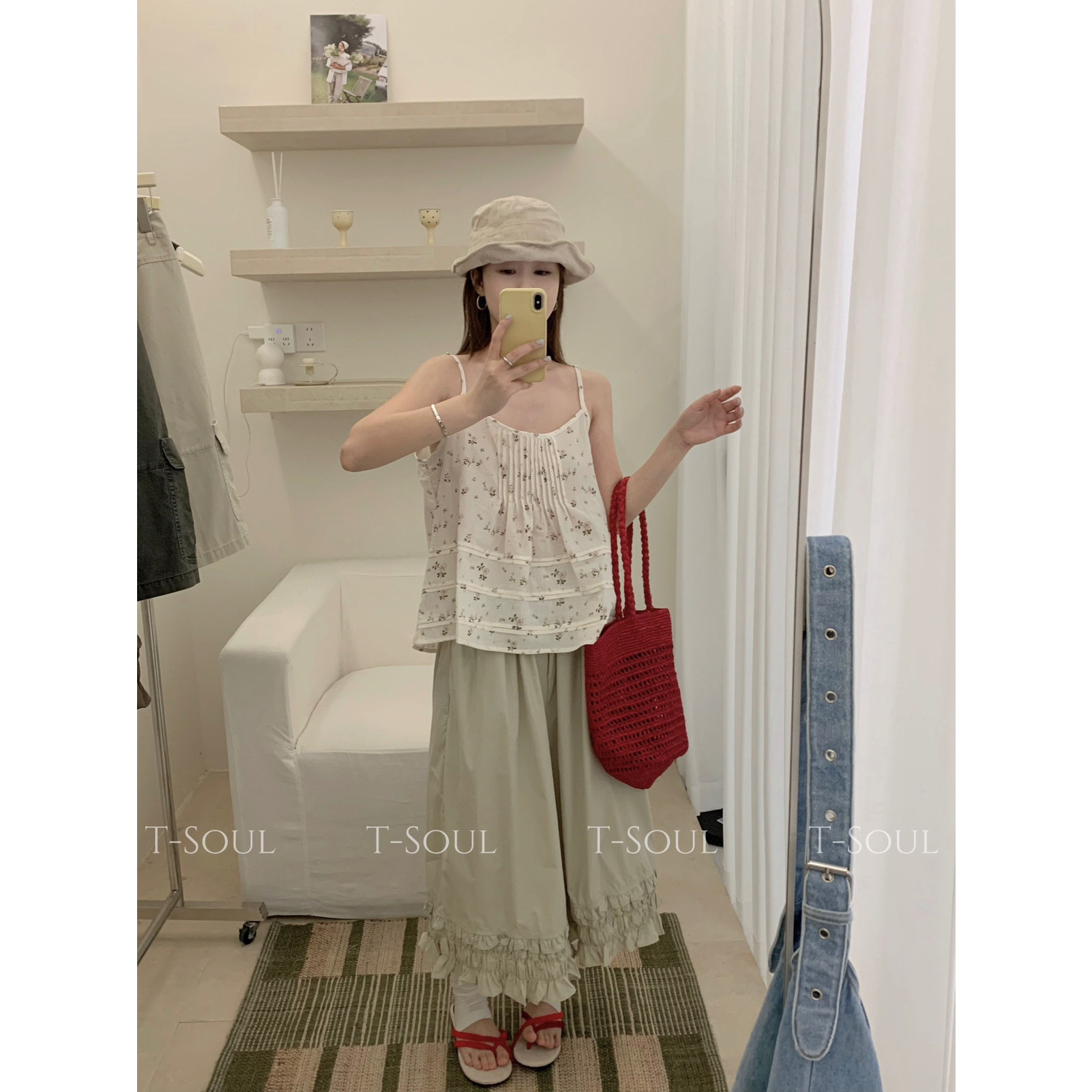 26夏上新松紧腰七分花边显瘦休闲裤（含65棉料）06015