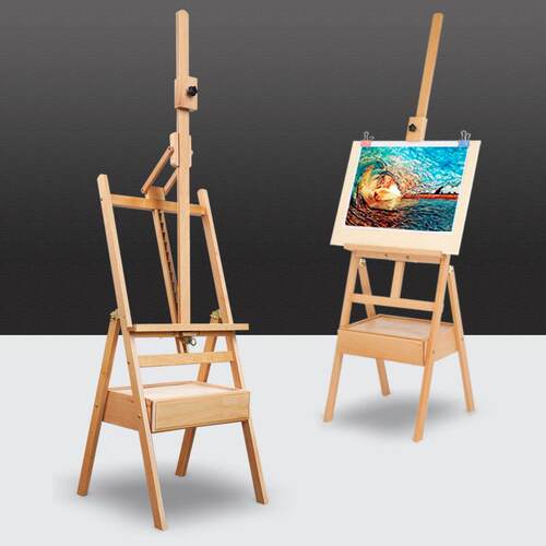 抽屉画架红榉木画架广告素描画架画板套装油画架成人儿童水彩画架