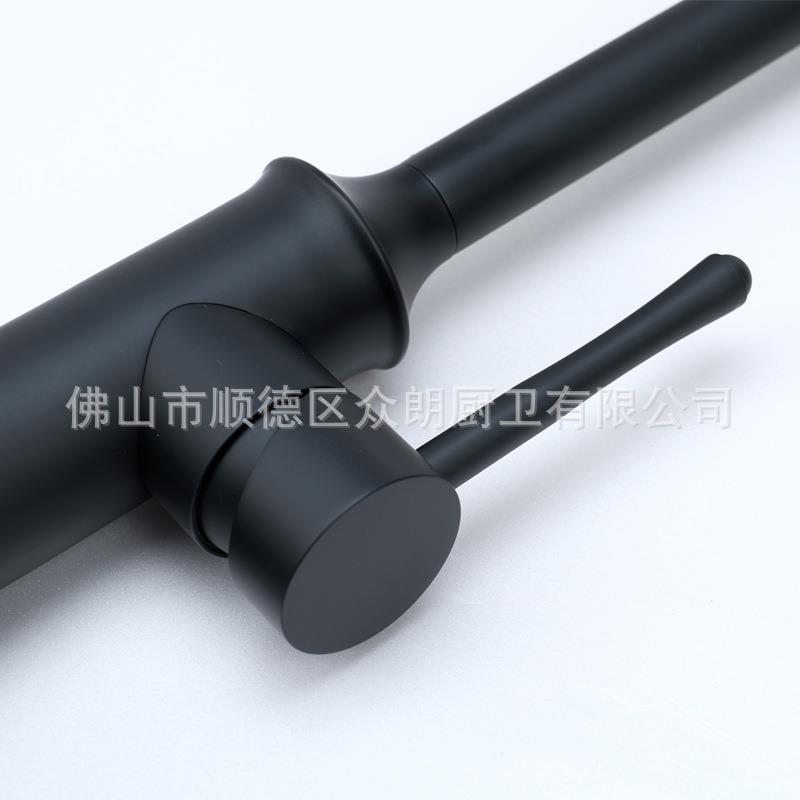SUS304不锈钢龙头高抛冷热水拉丝起泡器节水厨房水槽龙头8105黑色