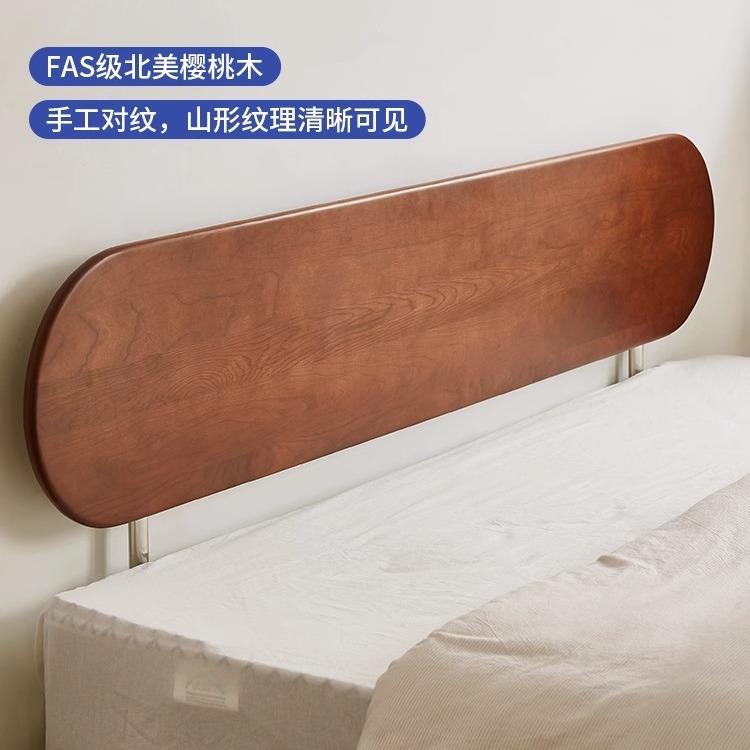 日式樱桃木榻榻米床1.8米双人床主卧悬浮床中古风齐边床实木低箱