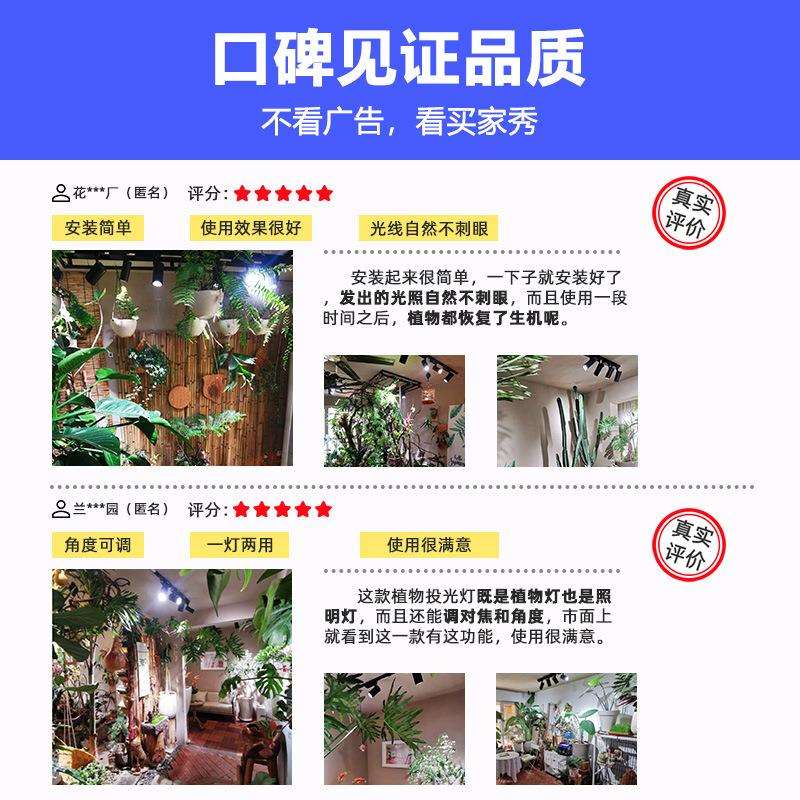 led轨道植物射灯花店室内全光谱植被生长灯物墙全光谱补光灯