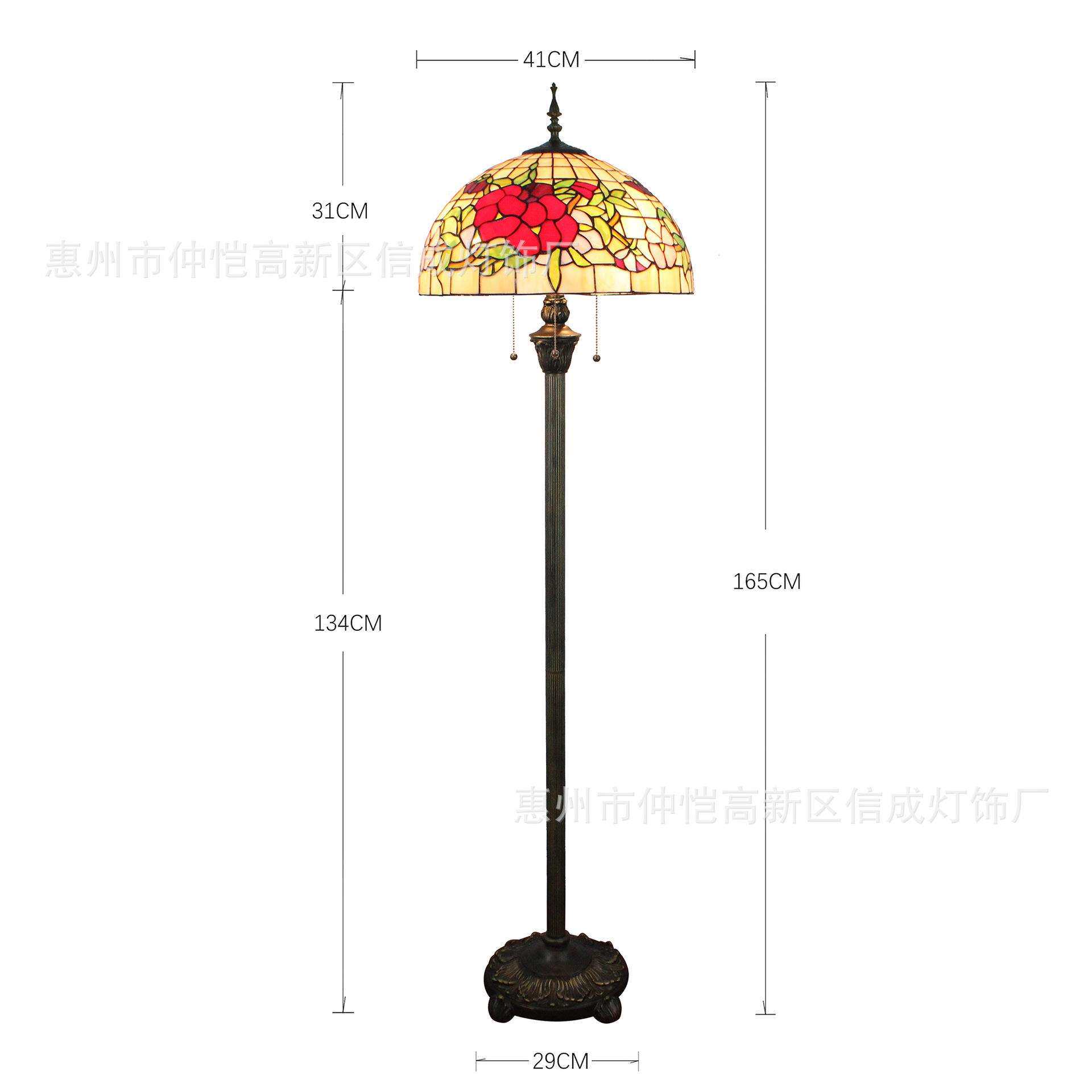 蒂凡尼欧式红色杜鹃花酒吧咖啡餐厅卧室新中式玫瑰花开富贵落地灯