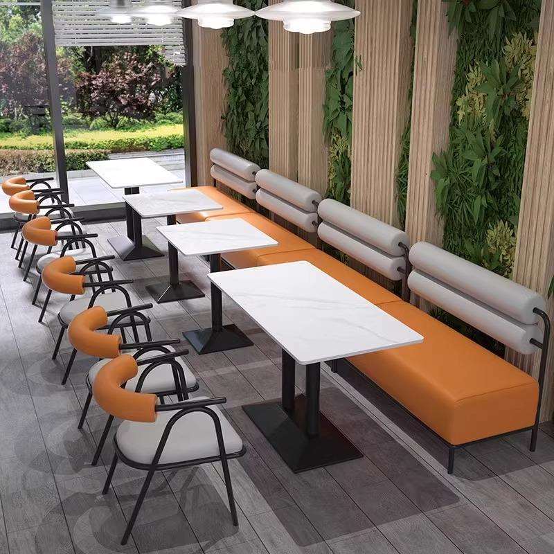 工业风烘培餐厅炸鸡店奶茶店卡座沙发岩板火锅桌商用餐厅桌椅组合