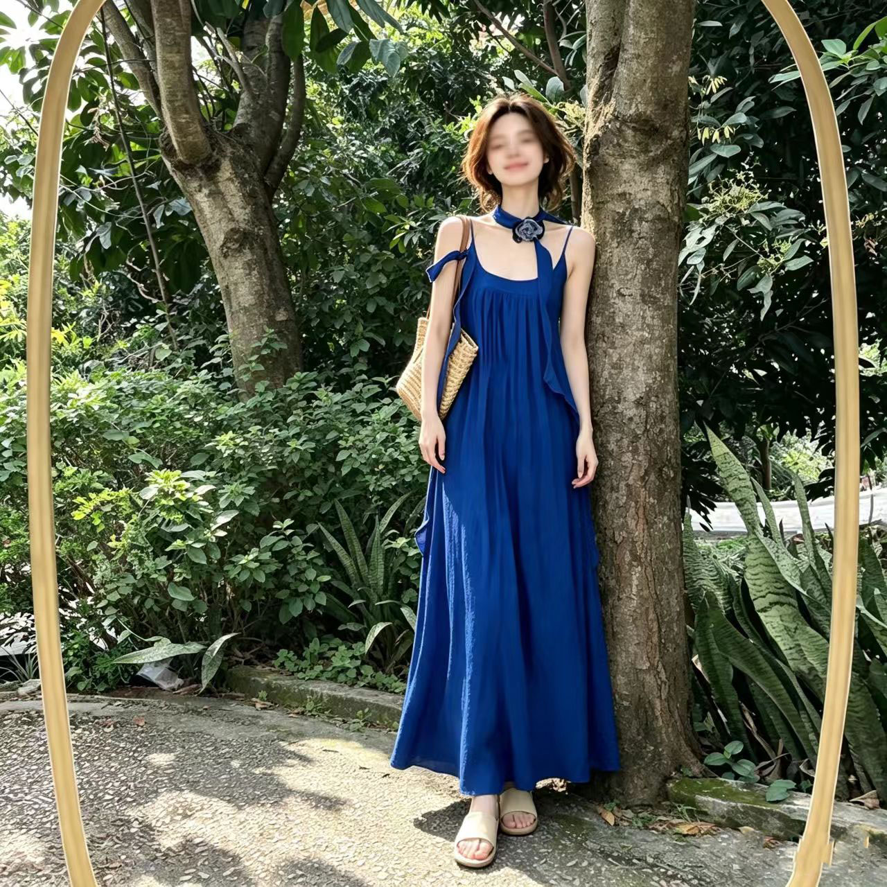 克莱因蓝度假风连衣裙夏