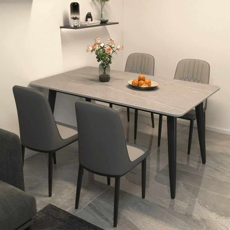 岩板餐桌椅组合家用小户型意式哑光加厚饭桌现代简约亮光吃饭桌子