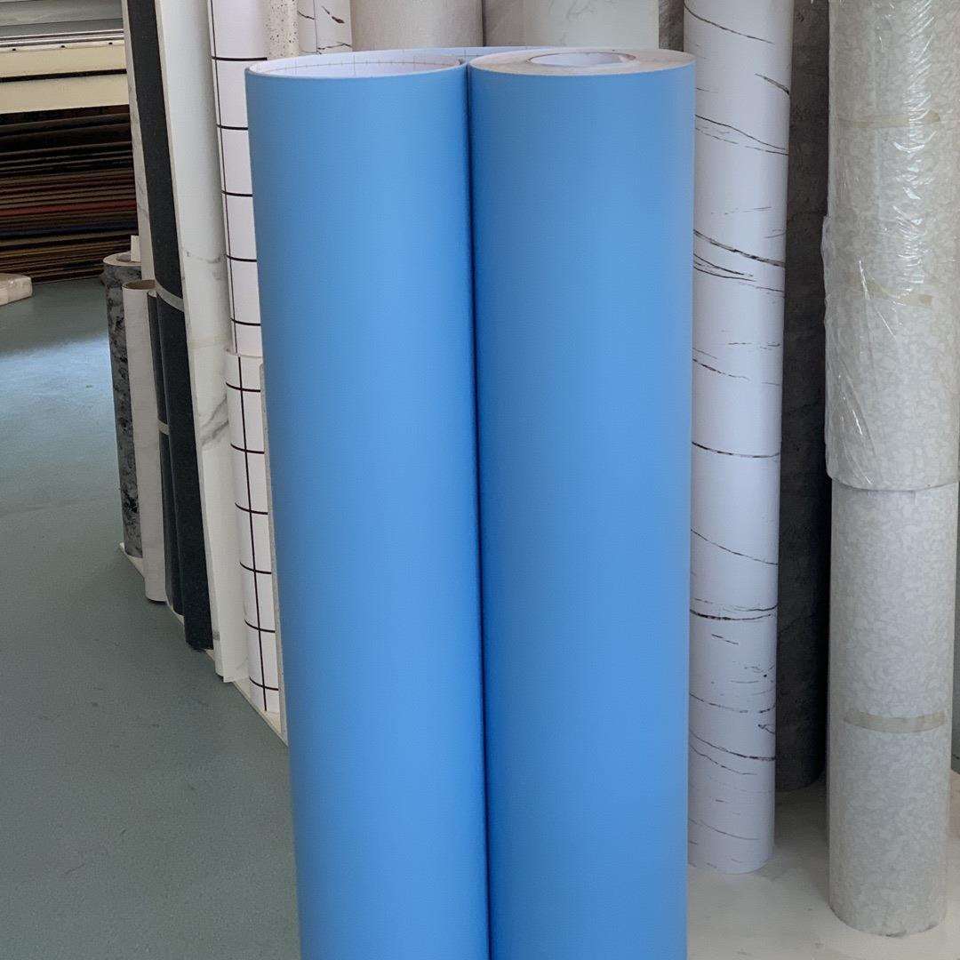 特厚导气槽纯蓝色自粘墙纸壁纸展柜展厅装饰膜翻新贴纸波音软片