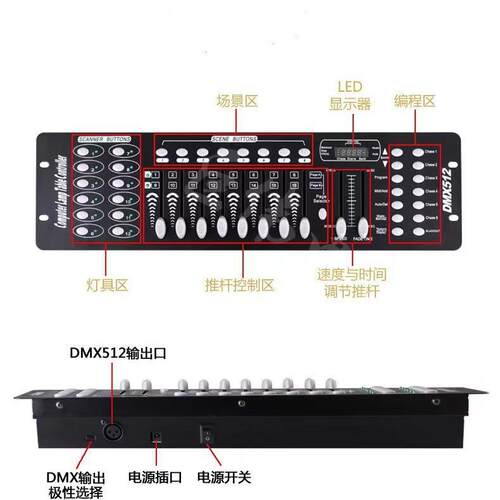 厂家直销专业舞台灯光DMX512控制器192控台小舞台灯光调光器
