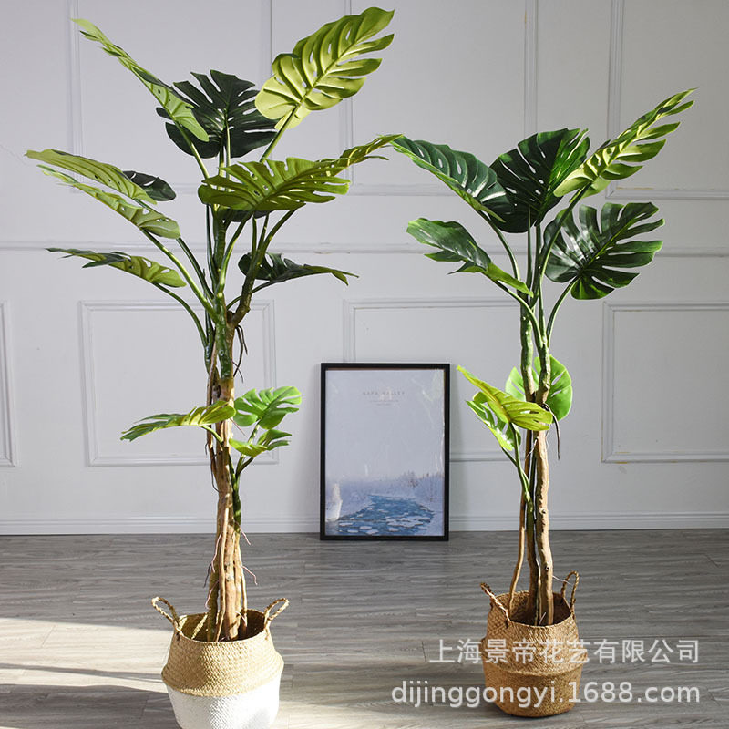 北欧仿真家居植物龟背叶厂家直销落地简约人造植物盆景盆栽高仿真