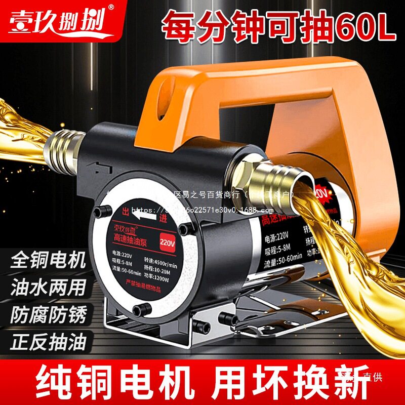 电动抽油泵12v24v通用220v柴油泵小型抽油神器正反全自动自吸铁名