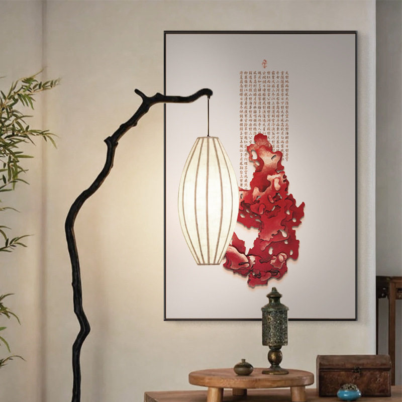 新中式客厅墙壁挂画入户玄关中国红装饰画禅意太湖石立体实物高端