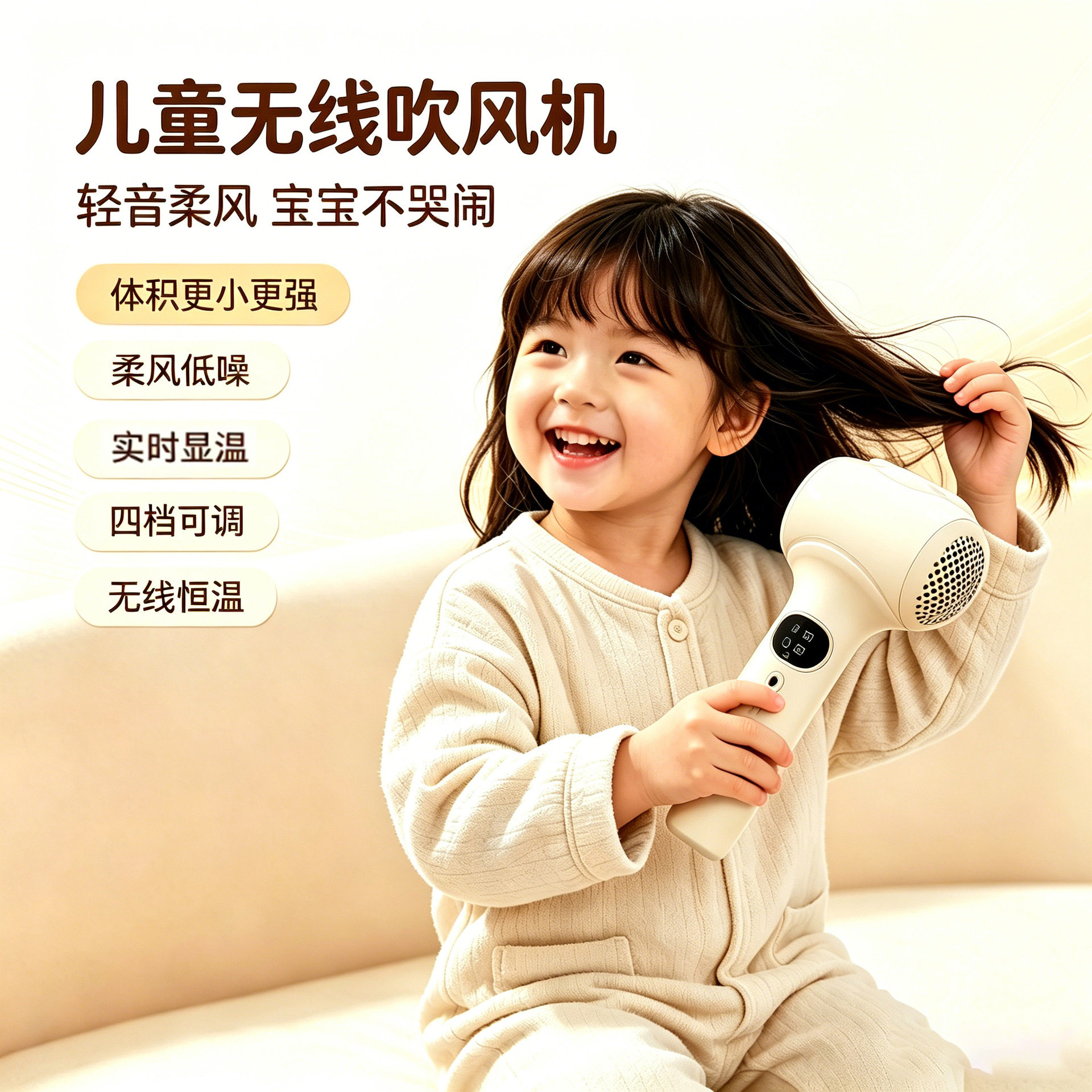 便携迷你吹风机婴幼儿儿童静音低热低速四模式适用头发全身吹风机