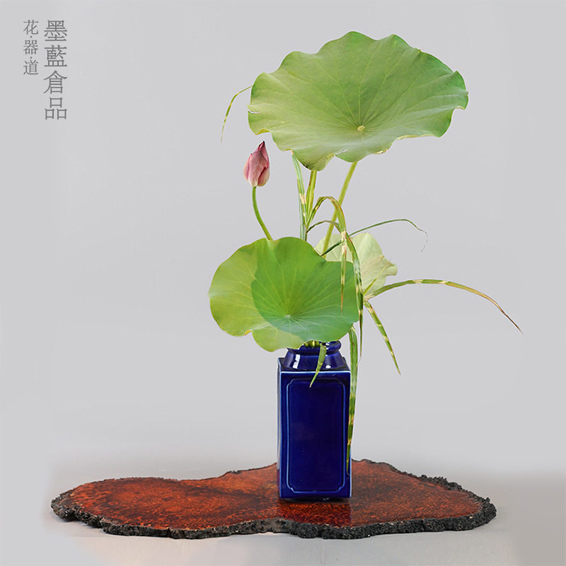 方形陶瓷日式花瓶花器禅意客厅摆件小原流花道插花投入瓶器皿批发