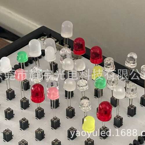 8mmLED灯珠高亮直插发光二极管F8红色雾状直插灯珠有边红发红灯珠