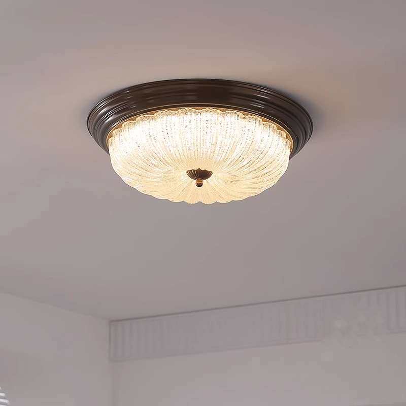 美式吸顶灯卧室灯圆形led阳台灯过道灯具欧式简约复古玄关灯客厅