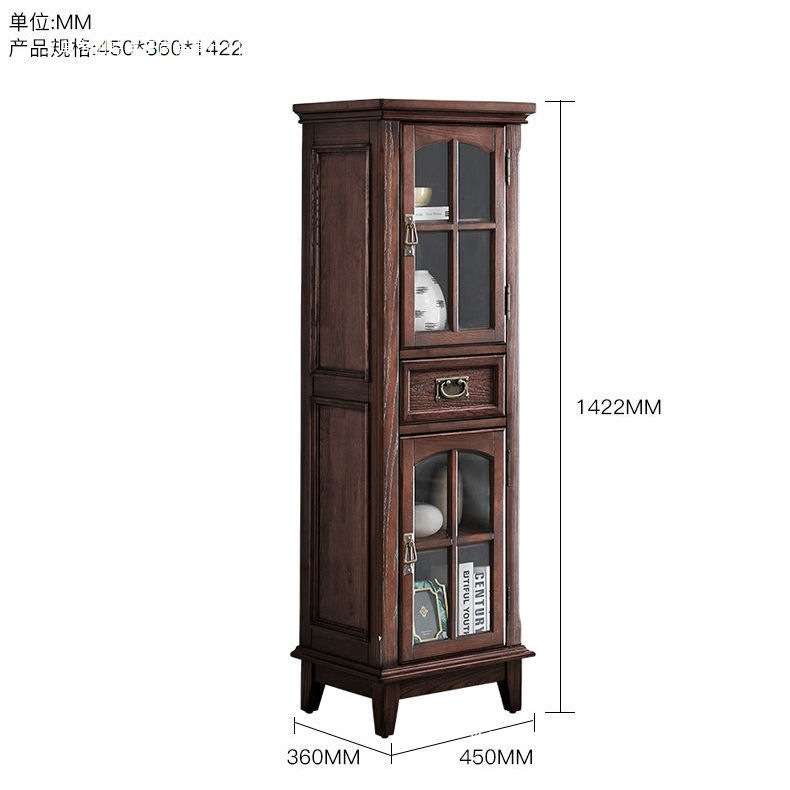 美式全实木酒柜单门玻璃门餐边柜简约现代电视柜边柜储物柜展示柜