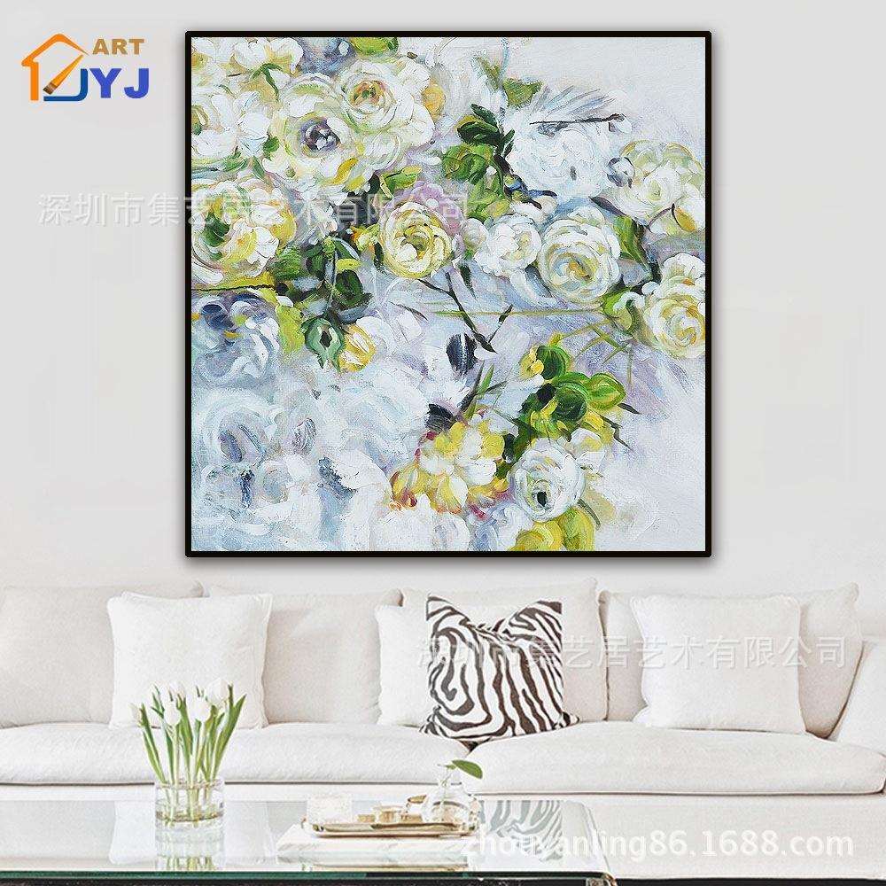 JYJ手绘油画现代抽象装饰画卧室玄关过道挂画玫瑰花卉墙画纯手绘