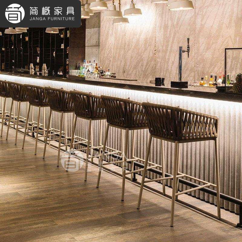 端户外实木桌酒馆吧台露天绳椅脚桌椅酒店民宿咖啡厅靠背椅套