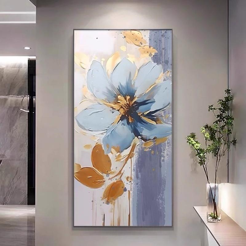 入户玄关装饰画绿植花卉肌理感走廊过道挂画北欧风进门正对墙壁画