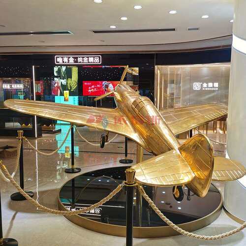 深圳市依塔斯深渊产业园玻璃钢黄金飞机雕塑展览馆仿真模型飞机