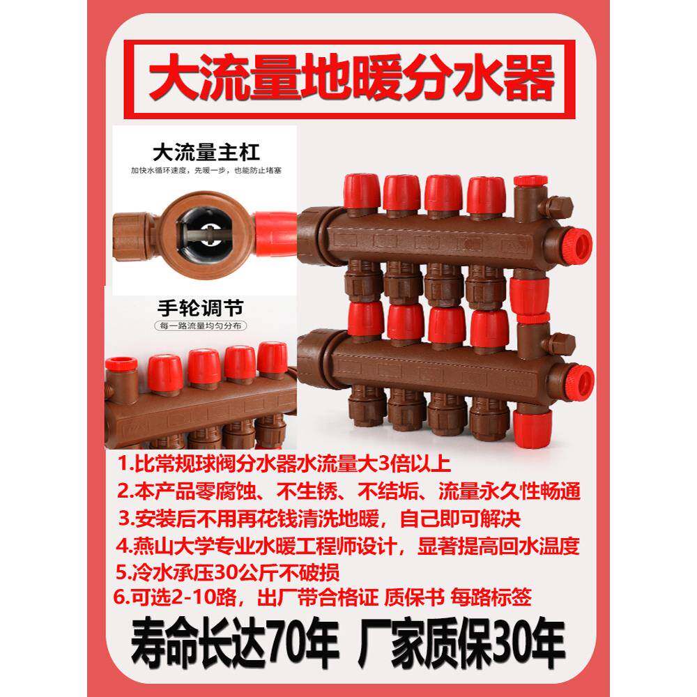 新型地热地暖分水器塑料ppr大流量暖气集分水器执行器地暖
