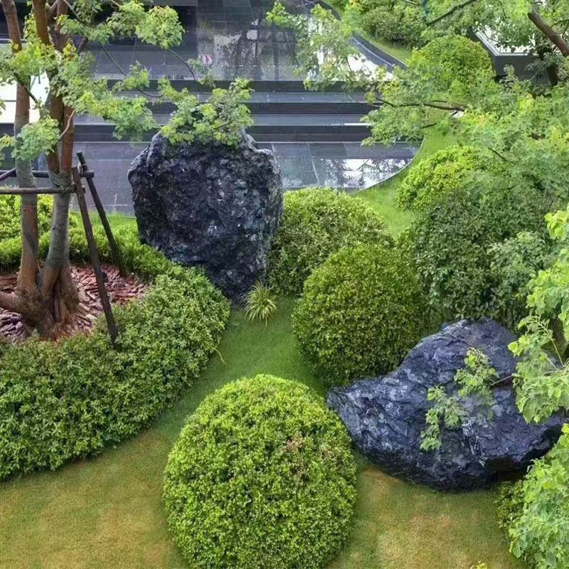 天然黑山石现货原石枯山水异型加工庭院假山石批发驳岸造景黑山石